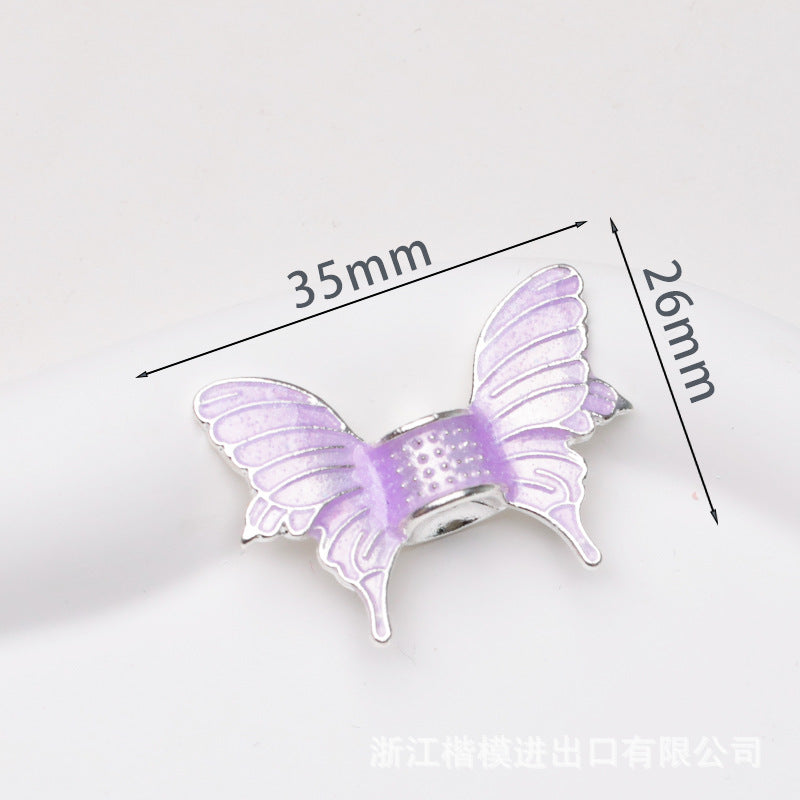 Wholesale 50PCS DIY Metal Electroplated Colorful Wings Butterfly Vertical Hole Loose Beads